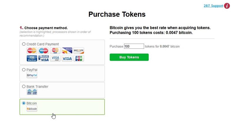 Buying BongaCams tokens with Bitcoin