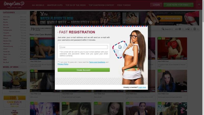 Registration at BongaCams