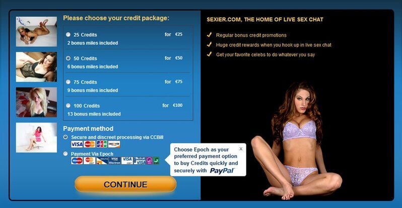 Sexier.com's webcam credits