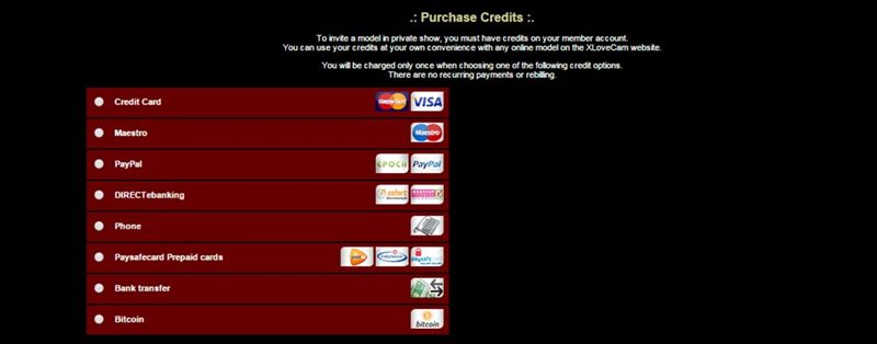 Payment options on XLoveTrans